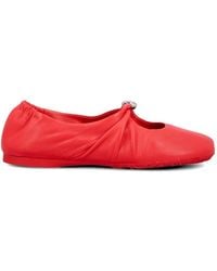 Loewe - Pebble Ruched Leather Ballet Flats - Lyst