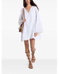 sachin and babi light blue dress Floral Embroidered Hemp Mini Dress