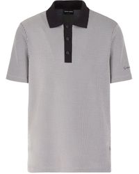 Giorgio Armani - Striped Logo-embroidered Polo Shirt - Lyst