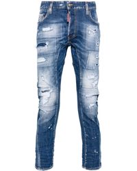 DSquared² - Tidy Biker Gerafelde Mid Waist Slim-fit Jeans - Lyst