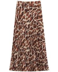 Valentino Garavani - Crepe-De-Chine Midi Skirt With Animalier Print - Lyst