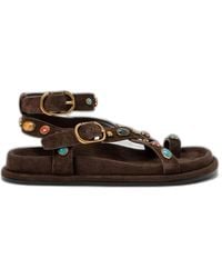Twinset - Cabochon-Embellished Suede Sandals - Lyst