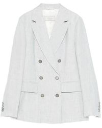 Peserico - Double-Breasted Pocket Blazer - Lyst