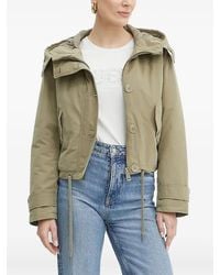 Guess - Hooded Button-Fastening Puffer Jacket - Lyst