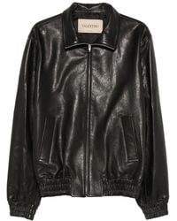 Valentino Garavani - Zip-Up Leather Jacket - Lyst