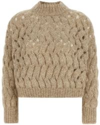 Brunello Cucinelli - Dazzling Waves Openwork Sweater - Lyst