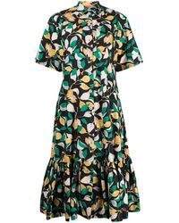 La DoubleJ - Orchard-print Shirt Midi Dress - Lyst