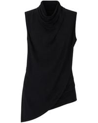 Twinset - Top Drapeado Con Cuello Desbocado - Lyst