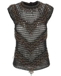 Bless - Amaranto Bead-Embellished Crochet Top - Lyst