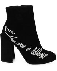 Dolce & Gabbana - Embroidered Suede Ankle Boots - Lyst