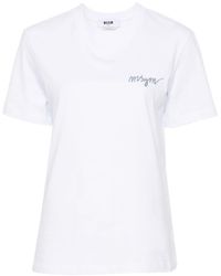 MSGM - Embroidered-logo T-shirt - Lyst