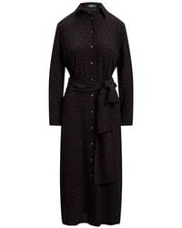 Polo Ralph Lauren - Polka-Dot-Print Belted Midi Shirt Dress - Lyst