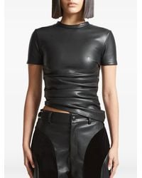 Manière De Voir - Ruched Faux-Leather T-Shirt - Lyst