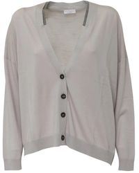 Brunello Cucinelli - Buttoned V-Neck Cardigan - Lyst