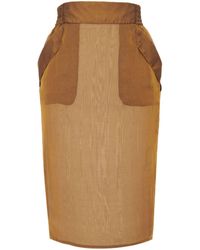 Saint Laurent - Elasticated-waistband Silk Pencil Skirt - Lyst
