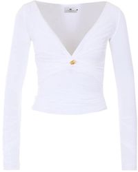 Elisabetta Franchi - Jersey Top With Jewel Detail - Lyst