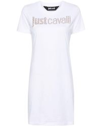 Just Cavalli - Vestido estilo camiseta con logo de strass - Lyst