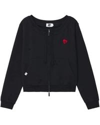 Izzue - Distressed Heart-Patch Zip-Up Sweatshirt - Lyst