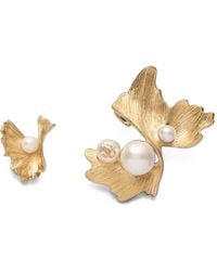 Jimmy Choo - Wave Pearl Earrings-Finish Metal Earrings With Pearl Embellishments - Lyst