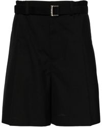 Sacai - Pleated Cotton Shorts - Lyst