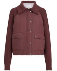 Brunello Cucinelli - Techno Cotton Taffeta And Virgin Wool, Cashmere And Silk Knit Down Jacket With Shiny Zipper Pull - Lyst