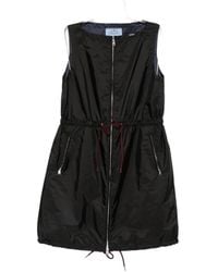 Prada - Drawstring-Waist Sleeveless Mini Dress - Lyst
