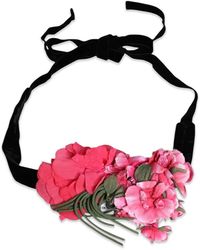 Dolce & Gabbana - Floral-Appliqué Velvet Belt - Lyst