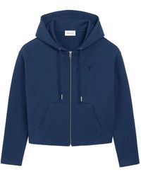 Ami Paris - Cotton Ami De Coeur Zipped Hoodie - Lyst