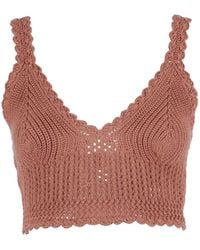 Ermanno Scervino - Gehaakte Top Met Gewelfde Afwerking - Lyst