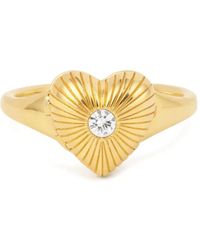 PERSÉE - Anillo con motivo de corazón en oro amarillo de 9 ct con diamantes - Lyst