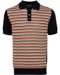 Zanone - Striped Intarsia-knit Polo Shirt - Lyst