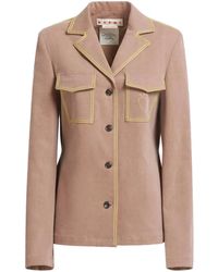 Marni - Contrast-Stitching Logo-Embroidered Blazer - Lyst