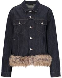 Coperni - Denim Jack Met Afwerking Van Imitatiebont - Lyst