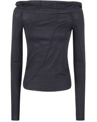 Thom Krom - Off-Shoulder Draped T-Shirt - Lyst