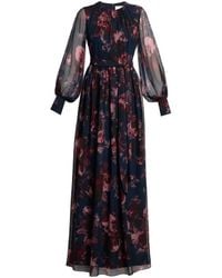 Erdem - Maxi Floral-Print Silk-Creponne Dress - Lyst