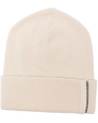 Brunello Cucinelli - Cashmere Rib Knit Beanie Hat With Monili - Lyst