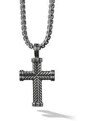 David Yurman Collana con pendente a croce - Metallizzato