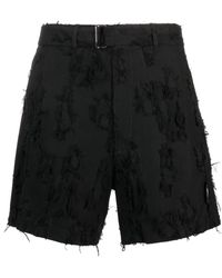 MSGM - Distressed Belted Cotton Shorts - Lyst