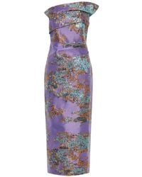 Anna Quan - Marielle Brocade-Effect Strapless Midi Dress - Lyst