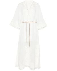 Zimmermann - Indra Maxi-Jurk Met Borduurwerk En Kanten Afwerking - Lyst