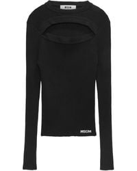 MSGM - Cut-Out Detail Knitted Sweater - Lyst