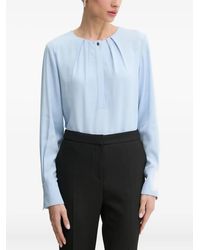 BOSS - Pleated Crew-Neck Blouse - Lyst