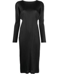 Pleats Please Issey Miyake - September Plissé-Satin Midi Dress - Lyst