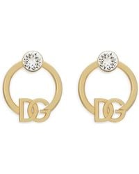 Dolce & Gabbana - Dg-logo Rhinestone-embellished Hoop Earrings - Lyst