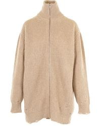 MM6 by Maison Margiela - Zip-Up Ribbed Cardigan - Lyst