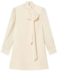 Twinset - Pussy-Bow Sheer-Sleeve Mini Dress - Lyst