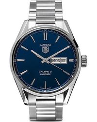 Tag Heuer Orologio 'Carrera Calibre 5 Day-Date 41mm' - Blu