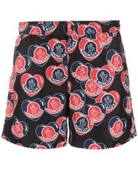 Moncler - Badeshorts Mit Logo-Print - Lyst
