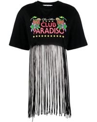 MSGM - Graphic-Print Frayed T-Shirt - Lyst