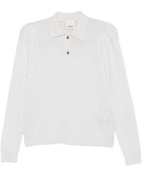 Allude - Button-Placket Long-Sleeve Polo Top - Lyst